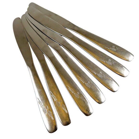 Pinehurst by Wallace 8" Modern Solid Knives, Set of 7, Stainless Flatware USA - Picture 3 of 4